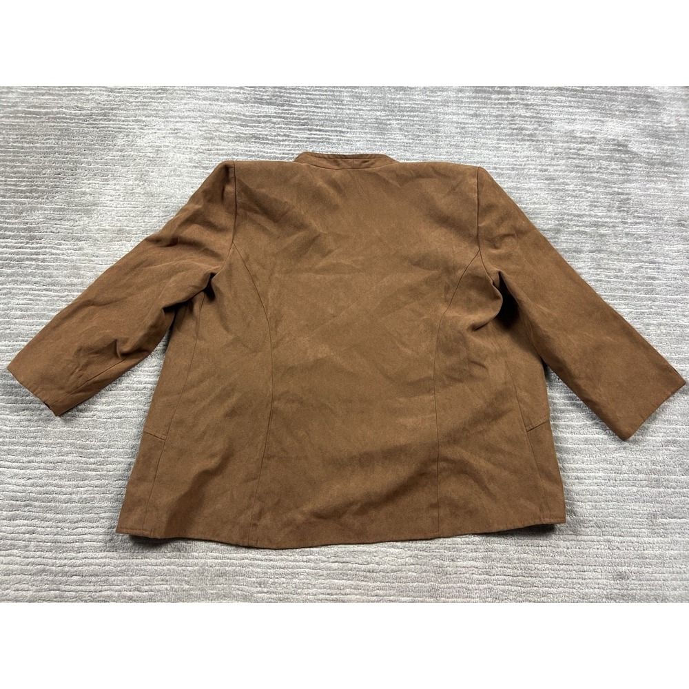 R&K Original Jacket Womens 14 Brown Polyester Open‎ Front Faux Suede Feel - Picture 8 of 14